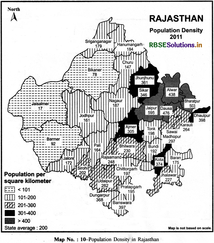 Class 8 Hamara Rajasthan Map Related Questions in English 10