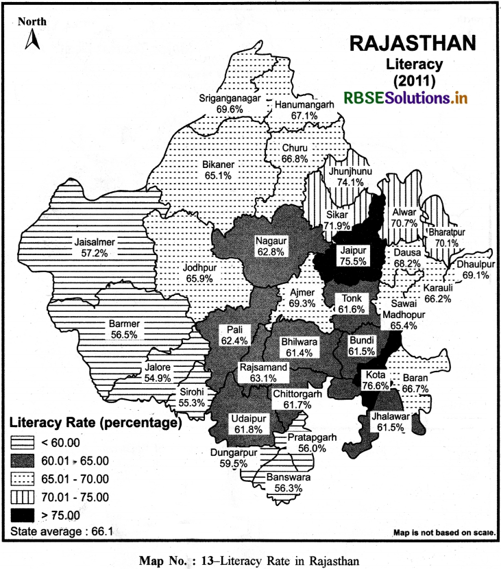 Class 8 Hamara Rajasthan Map Related Questions in English 13