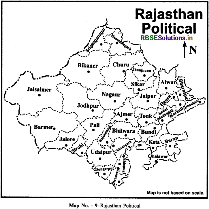 Class 8 Hamara Rajasthan Map Related Questions in English 9
